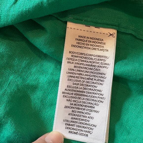 Polo Ralph Lauren Shirt Mens Large Green Classic 100% Linen button Long Sleeve - Picture 8 of 11